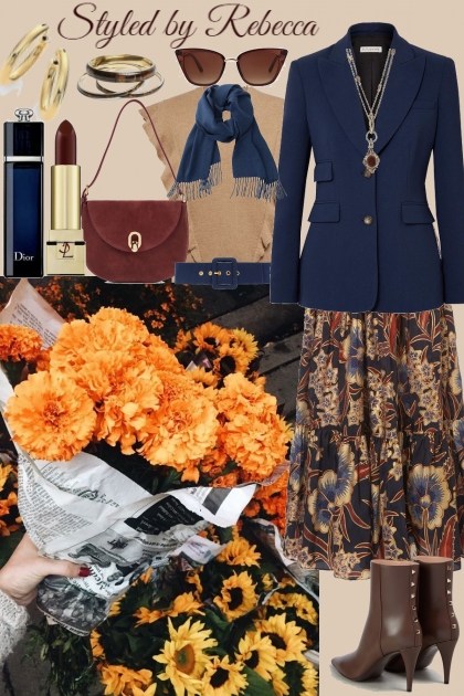 Working Winter Blue and Floral- Модное сочетание