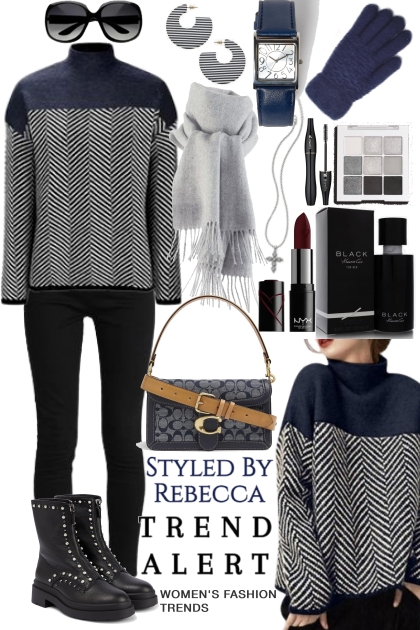 Navy Street Style Winter Tops - combinação de moda