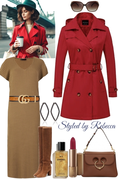Red Coat Saturday- Combinazione di moda