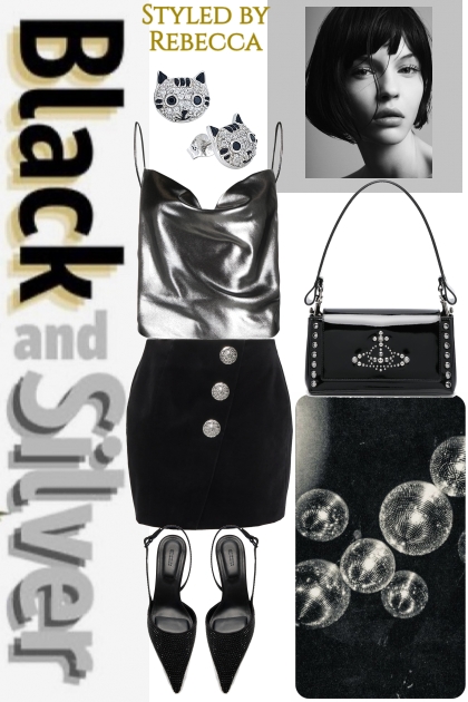 Black And Silver Club Tops- Combinaciónde moda