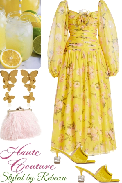 Yellow Spring Party Dress- Modna kombinacija