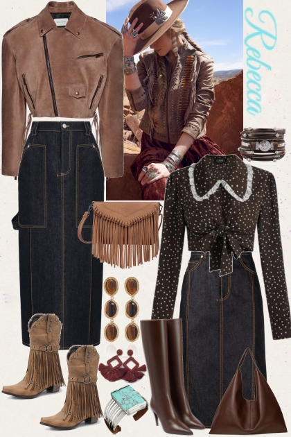 Western Jean Skirts- Combinazione di moda