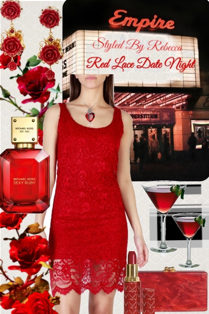 Red Lace Date Night- Combinazione di moda