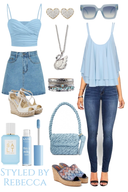 Light Blue Spring Tops- Fashion set