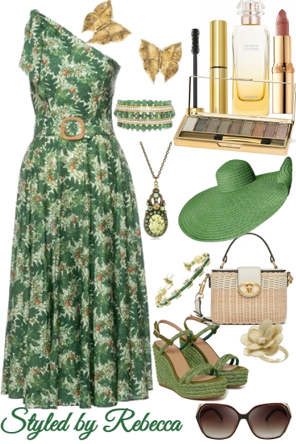 Green and Fancy For Spring - Fashion set