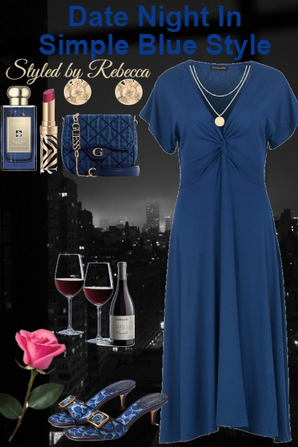 Date Night In Simple Blue Style- Combinazione di moda