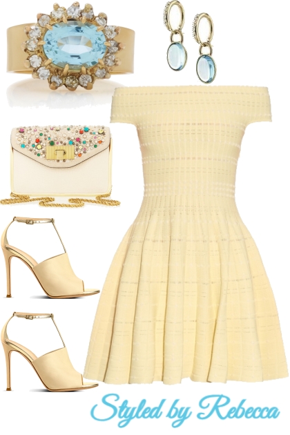 Spring Yellow Party Dress- combinação de moda