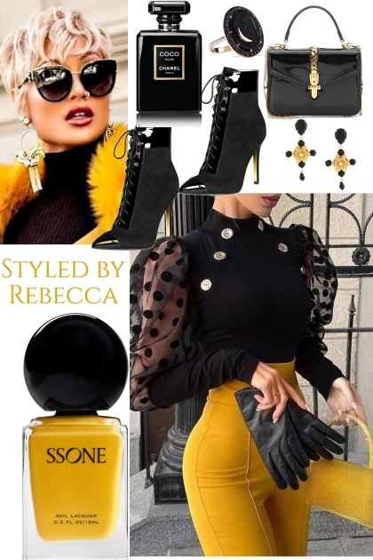 The Look Of Black and Yellow- combinação de moda