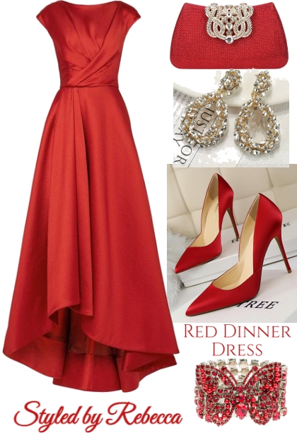Red Dinner Dress- Combinaciónde moda