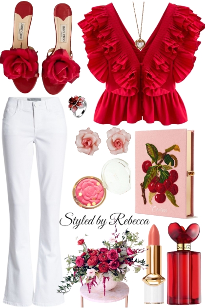 August Cute Red Ruffle Days- Modna kombinacija