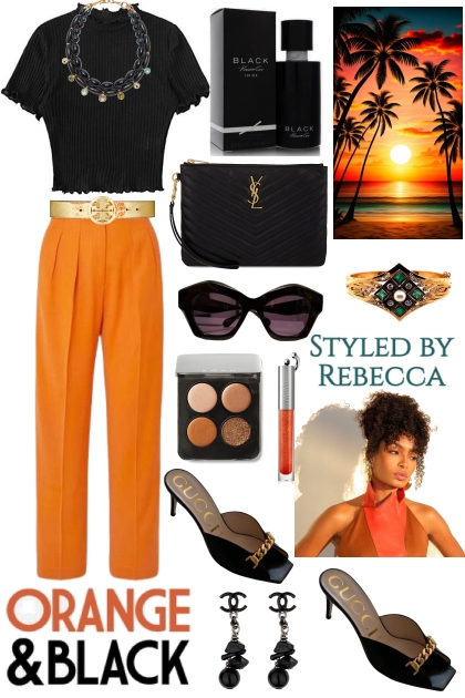 Orange and Black Night Outs- Modna kombinacija