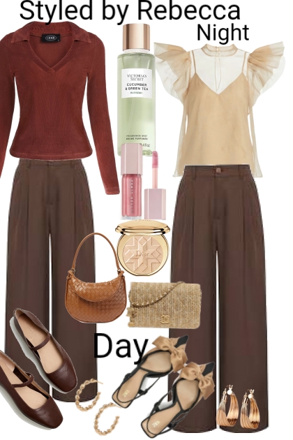 Day to Night Brown Pants - Modna kombinacija