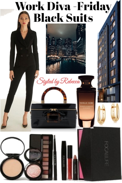 Work Diva Friday -Black Suits- combinação de moda