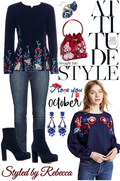 October Decal Tops- combinação de moda