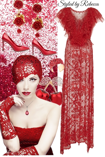 Red Net Evening- Fashion set