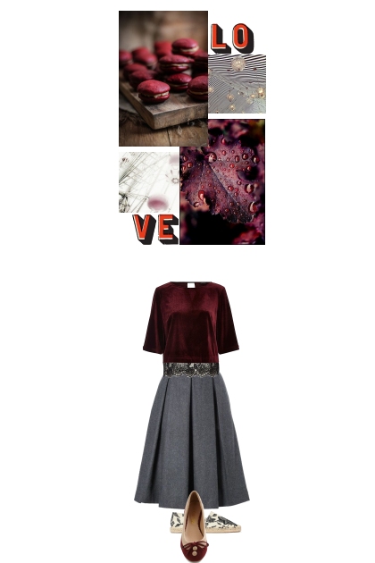 For the love of grey and burgundy- Combinaciónde moda