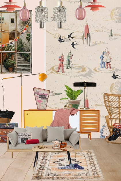 Ease at the atomic age inspired home- Modekombination