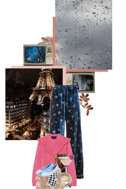 The way some people get to spend a rainy evening- combinação de moda
