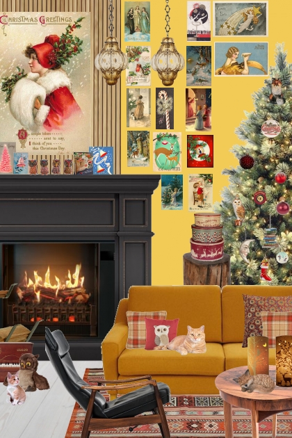 The living room after the Christmas decorating- Combinaciónde moda