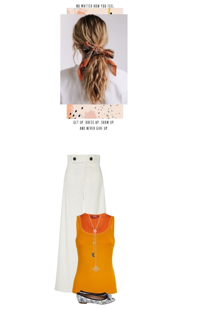 White and orange minimal- Modekombination