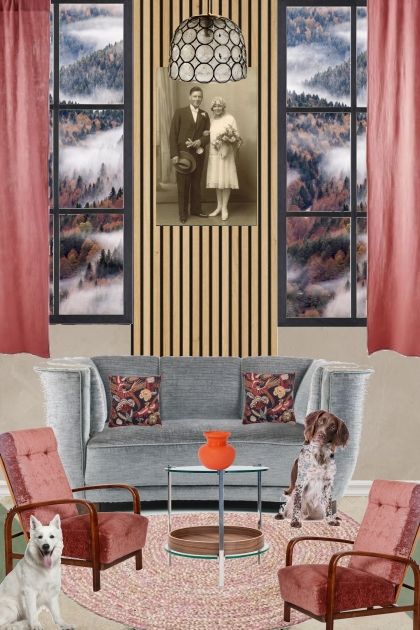 the fancy mountain view living room- combinação de moda