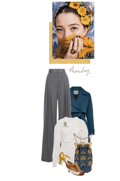the gold and blue Monday- Fashion set