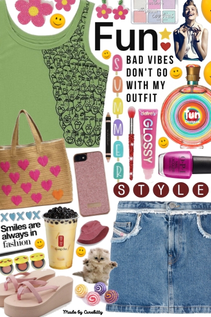 Fun Summer Style: Bad Vibes Dont Go With My Outfit- combinação de moda
