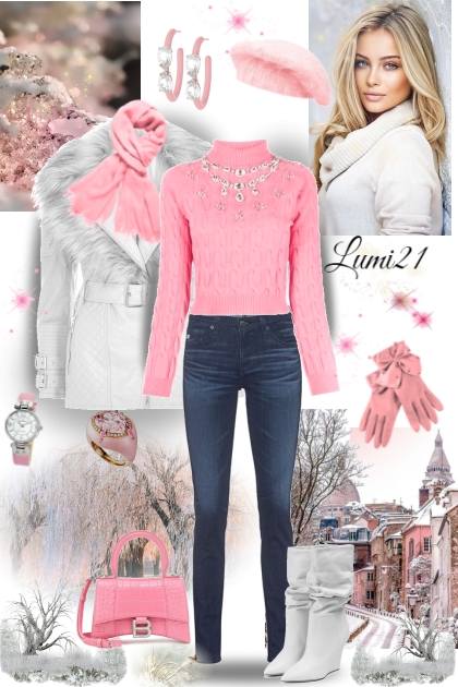 PINK AND SNOW- combinação de moda