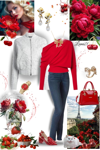 COLD MAY WITH PEONIES AND CHERRIES