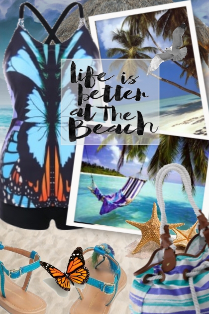life is better at the Beach- combinação de moda