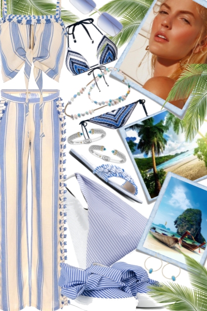 Beach Baby /Blue Stripe- Fashion set