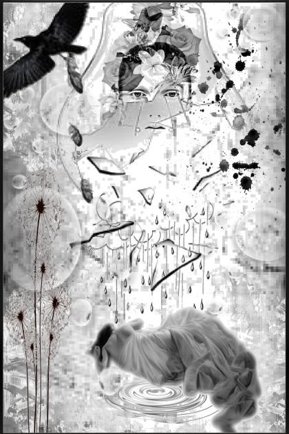 Abstract: Shattered Dreams(Black & White)- Modna kombinacija