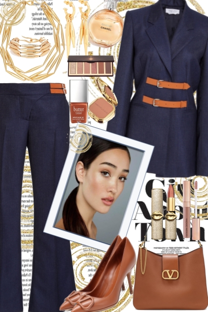 Navy & Tan Suit- Combinaciónde moda