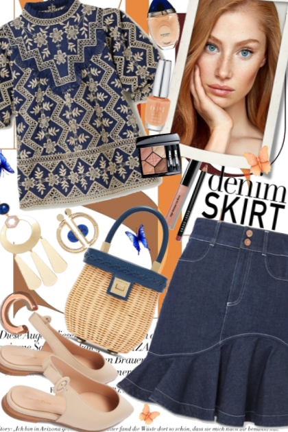 Denim Skirt:Ruffles- Combinazione di moda