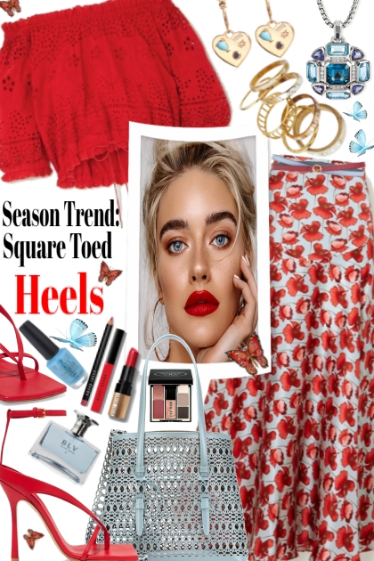 Square Toed Heels(Red)- Combinaciónde moda