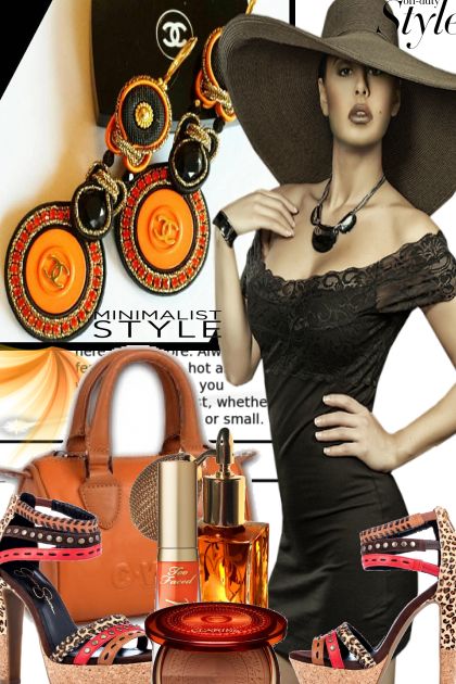 Soutache earrings, authentic (stamp back) orange/g- 搭配