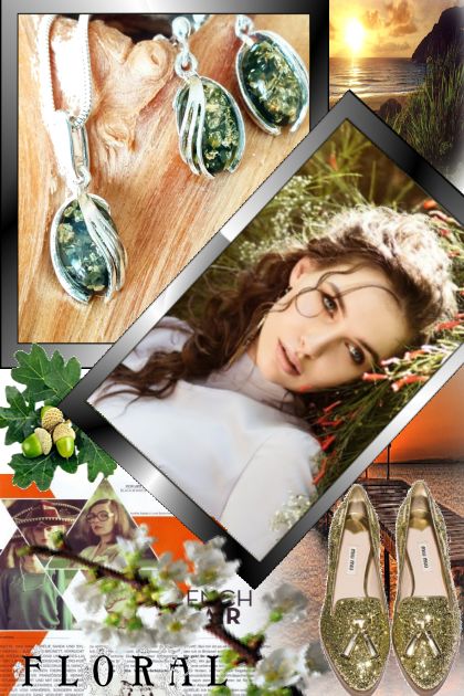 Baltic Green Amber Earrings Sterling silver (jewel- Fashion set