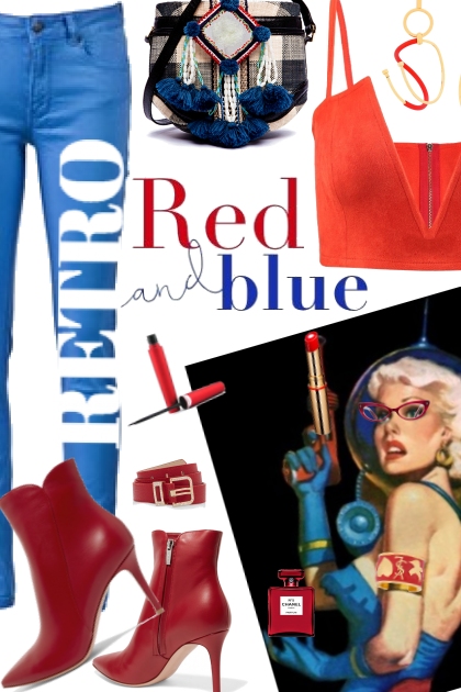 retro red and blue- Modekombination