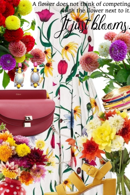 The Dahlias are in Bloom- combinação de moda