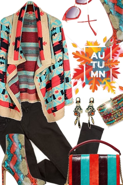 Red and blue Autumn- Fashion set
