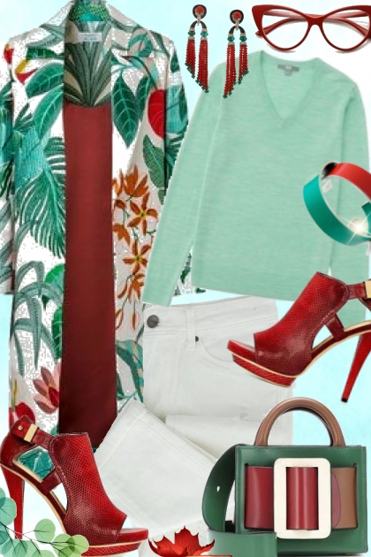Teal and Red for Fall- Fashion set