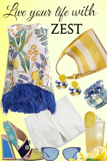 Live your life with zest- combinação de moda