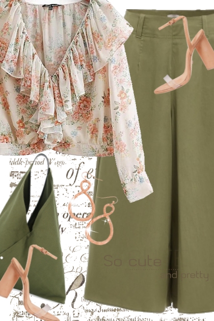 Ruffle Floral Shirt- Modna kombinacija