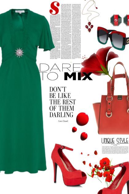 Red & Green- combinação de moda