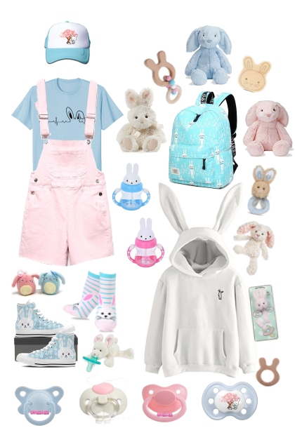 Pastel Bunny Boy Little Outfit- Fashion set