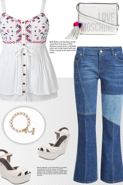 Denim & white- combinação de moda