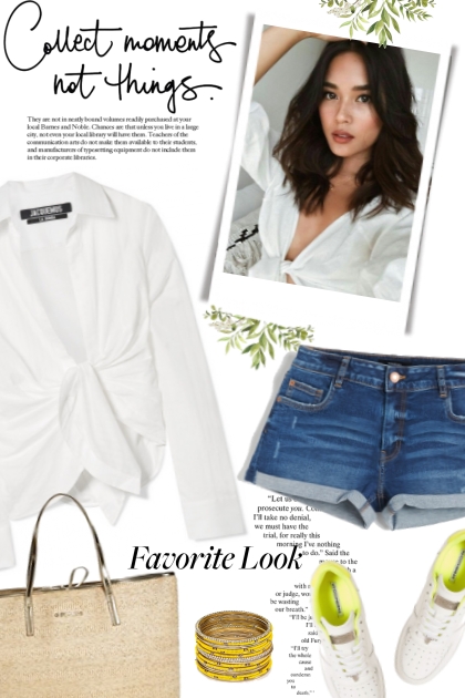 White tie blouse- combinação de moda