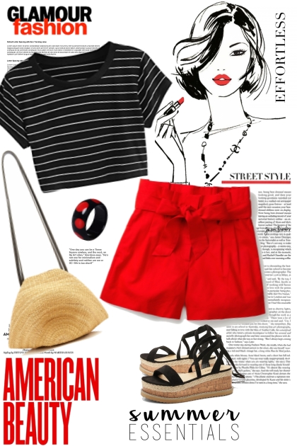 The Red Shorts- combinação de moda