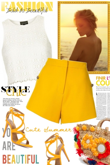 The Yellow Shorts- Combinaciónde moda