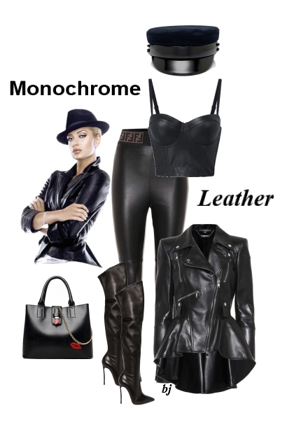 Monochrome--Leather- combinação de moda